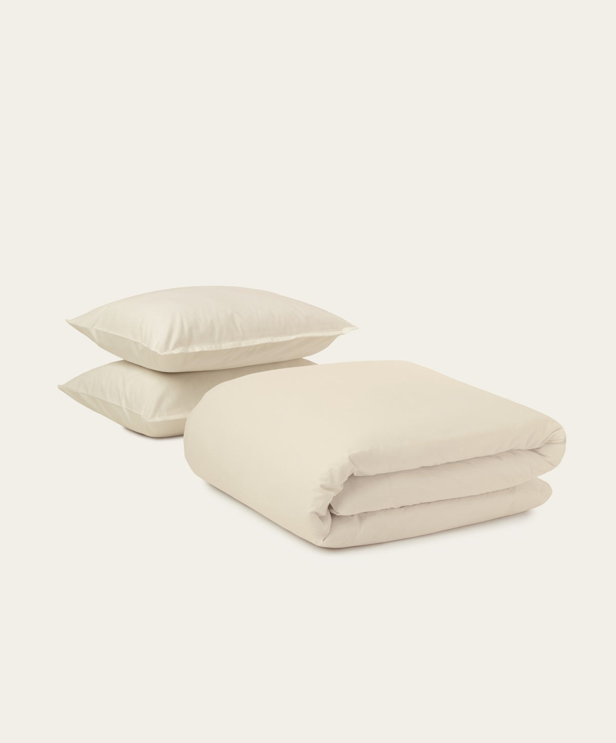 Percale Duvet Set by Fable Home, shown in Birch Sand.