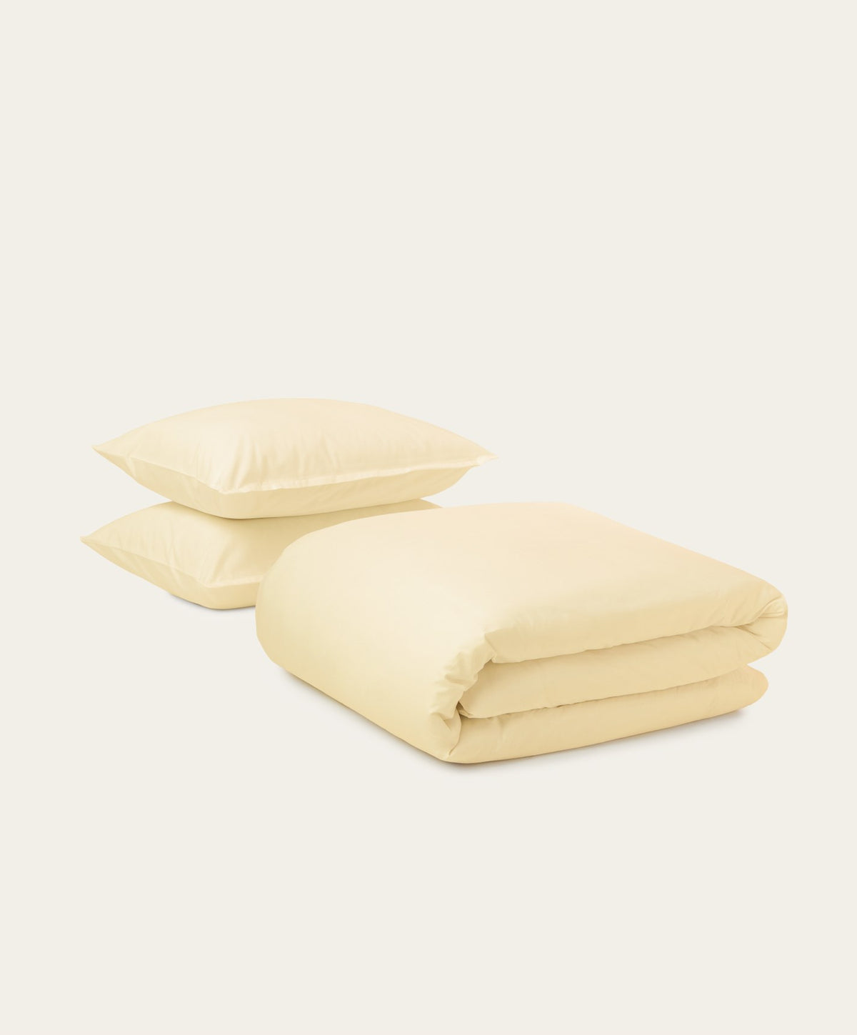 Percale Duvet Set by Fable Home, shown in Buttercup Yellow.