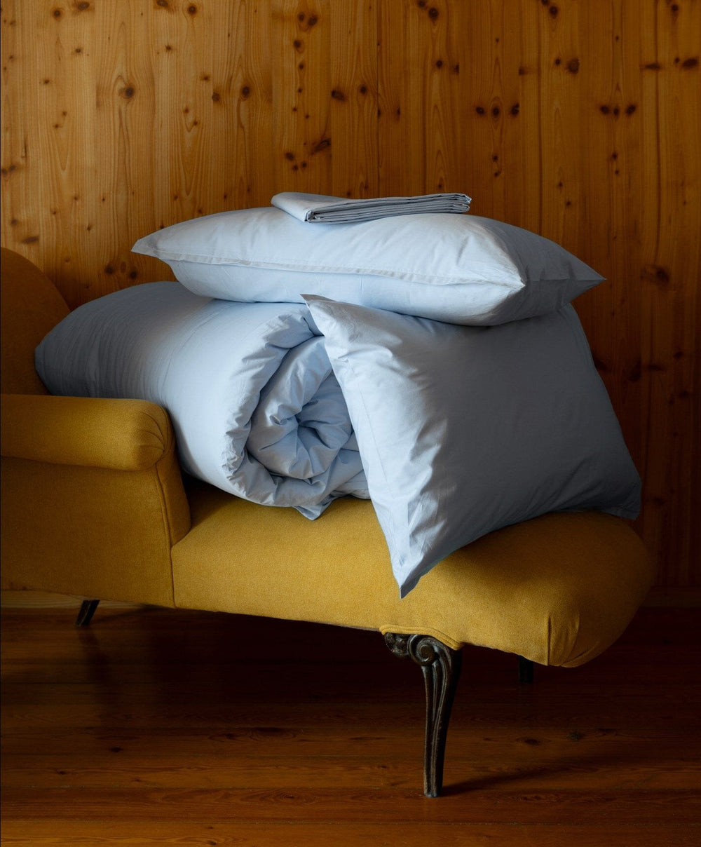 Percale Pillowcase Pair by Fable Home, shown in Meadow Blue.