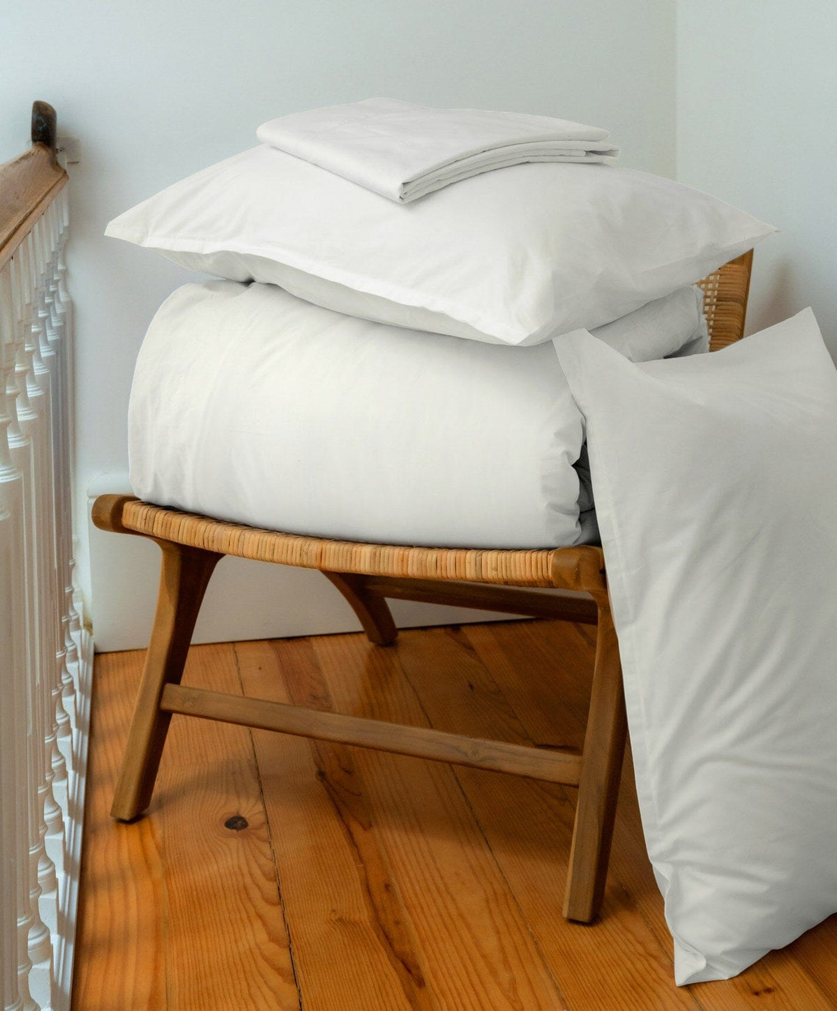 Percale Sheet Set by Fable Home, shown in Shell White.