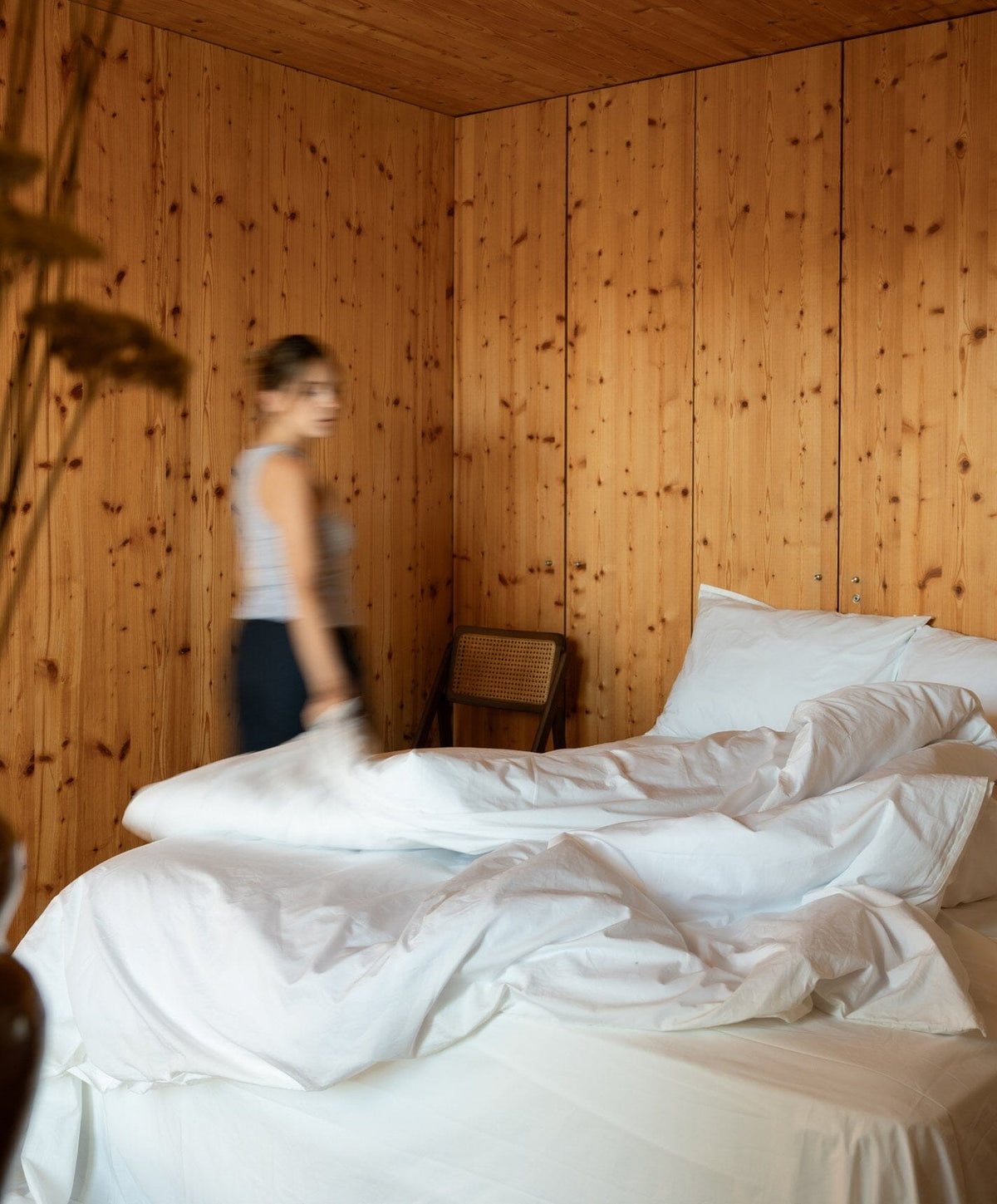 Percale Sheet Set by Fable Home, shown in Shell White.