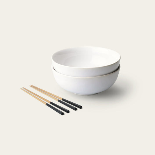 Ramen set bundles by Fable Home, shown in a pearlwhite/ashblack finish. – #pearlwhite/ashblack
