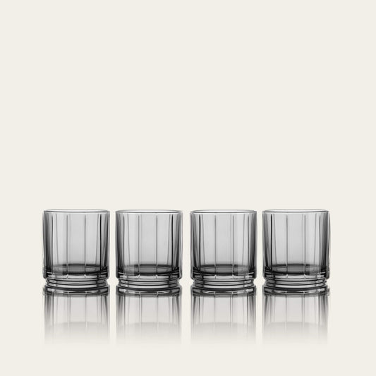 Rocks glasses glassware by Fable Home, shown in a smokegray finish. – #smokegray