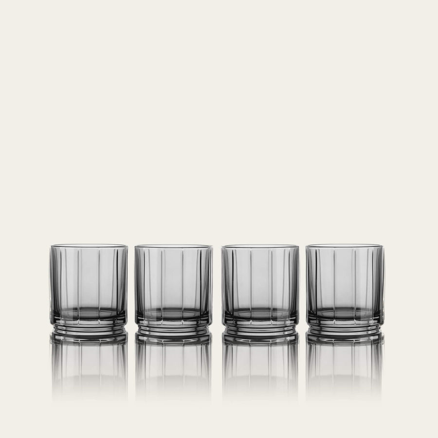 Rocks glasses glassware by Fable Home, shown in a smokegray finish. – #smokegray