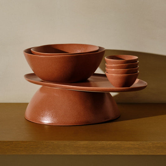 Serving Ceramics Set by Fable Home, featured in a canyonclay finish. – #canyonclay