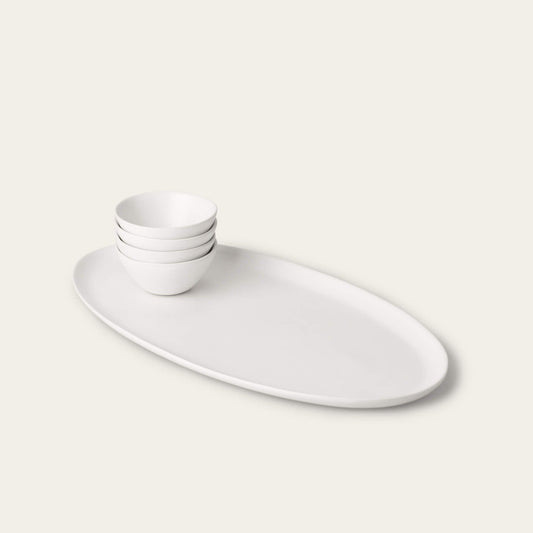 Serving platter set bundles by Fable Home, shown in a cloudwhite finish. – #cloudwhite