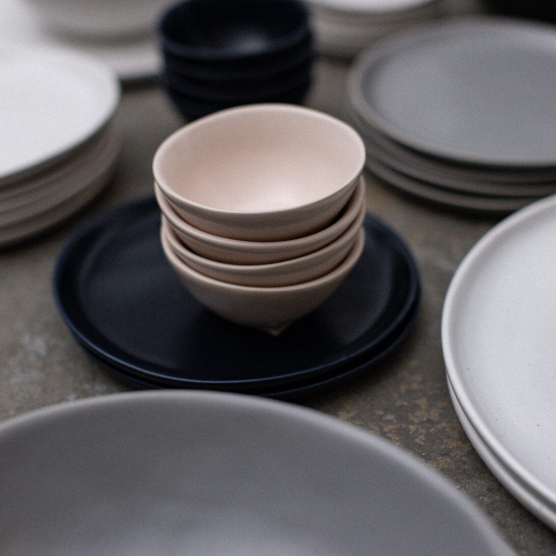 Serving platter set bundles by Fable Home, shown in a blushpink finish.