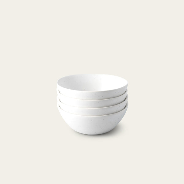 Breakfast bowls dinnerware by Fable Home, shown in a speckledwhite finish. – #speckledwhite