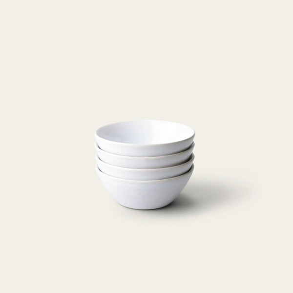 Dessert bowls dinnerware by Fable Home, shown in a pearlwhite finish. – #pearlwhite