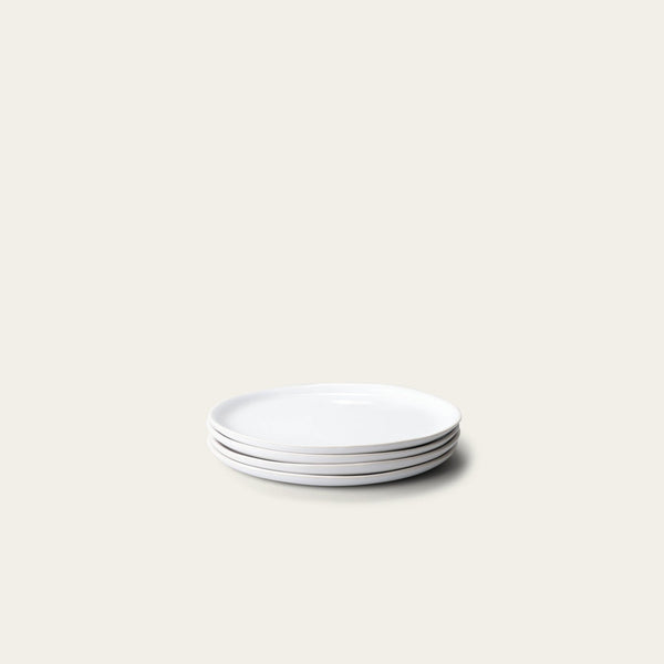 Dessert plates dinnerware by Fable Home, shown in a pearlwhite finish. – #pearlwhite