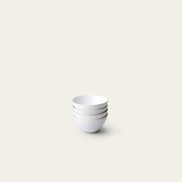 Little bowls dinnerware by Fable Home, shown in a pearlwhite finish. – #pearlwhite