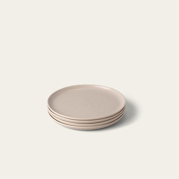 Salad plates dinnerware by Fable Home, shown in a deserttaupe finish. – #deserttaupe